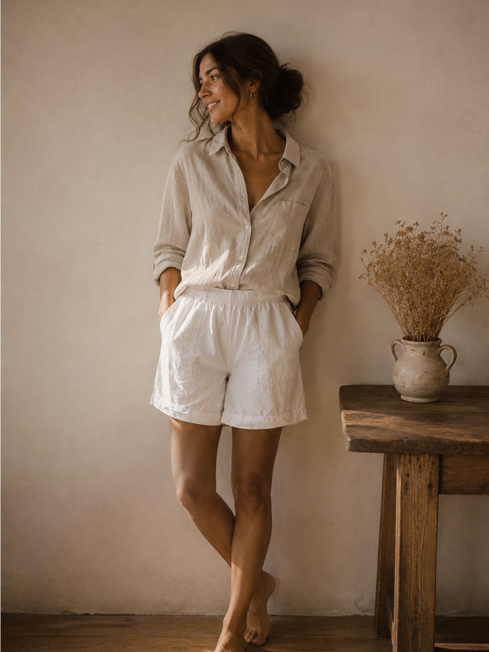 NORTHERN REFLECTIONS | 100% Cotton Shorts | White Pull-On Casual Bermuda Shorts